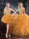 Attractive Orange Sweet 16 Quinceanera Dress Military Ball and Sweet 16 and Quinceanera with Beading and Ruffles Sweetheart Sleeveless Lace Up