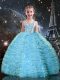 Dramatic Straps Sleeveless Tulle Kids Formal Wear Beading and Ruffled Layers Lace Up