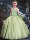 Inexpensive Floor Length Lace Up Kids Formal Wear for Quinceanera and Wedding Party with Beading