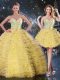 Classical Sweetheart Sleeveless Lace Up Quinceanera Gowns Yellow Organza