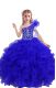 Sleeveless Lace Up Floor Length Beading and Ruffles Child Pageant Dress