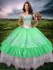 Taffeta Sleeveless Floor Length Ball Gown Prom Dress and Beading and Embroidery and Ruffled Layers