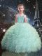 Trendy Sleeveless Lace Up Floor Length Beading and Ruffles Little Girls Pageant Dress