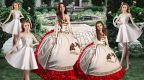Custom Design Sweetheart Long Sleeves Quince Ball Gowns Brush Train Embroidery White Taffeta