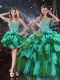 Luxury Beading and Ruffles and Ruffled Layers Vestidos de Quinceanera Multi-color Lace Up Sleeveless Floor Length