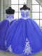 Sweetheart Sleeveless Lace Up Sweet 16 Quinceanera Dress Blue Tulle