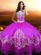Fuchsia Sweetheart Neckline Beading and Appliques Quinceanera Gowns Sleeveless Lace Up