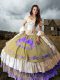 Multi-color Sleeveless Taffeta Brush Train Lace Up Quinceanera Dress for Military Ball and Sweet 16 and Quinceanera