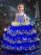 Multi-color Ball Gowns Straps Sleeveless Organza Floor Length Lace Up Beading and Ruffled Layers Little Girl Pageant Dress