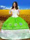 Ball Gowns Taffeta Off The Shoulder 3 4 Length Sleeve Embroidery Floor Length Lace Up 15th Birthday Dress