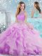 Scoop Sleeveless Organza Sweet 16 Dress Beading and Ruffles Clasp Handle