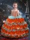 Multi-color Sleeveless Floor Length Beading and Ruffled Layers Lace Up Pageant Gowns For Girls