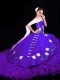 Lace Up 15 Quinceanera Dress Purple for Military Ball and Sweet 16 and Quinceanera with Embroidery and Ruffles Brush Train