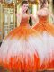 Organza Sleeveless Floor Length Sweet 16 Dress and Beading and Ruffles