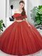 Enchanting Coral Red Two Pieces Organza Off The Shoulder Sleeveless Lace Floor Length Lace Up Quinceanera Gowns
