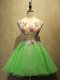 Colorful Sleeveless Organza Mini Length Lace Up Homecoming Dress in with Embroidery