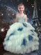 White Ball Gowns Beading and Ruffled Layers Little Girls Pageant Dress Wholesale Lace Up Tulle Sleeveless Floor Length