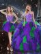 Sumptuous Multi-color Quince Ball Gowns Military Ball and Sweet 16 and Quinceanera with Beading and Ruffles Sweetheart Sleeveless Lace Up