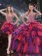 Affordable Organza Sleeveless Floor Length 15th Birthday Dress and Beading and Ruffles and Ruffled Layers