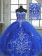 Ball Gowns Quinceanera Gown Blue Sweetheart Tulle Sleeveless Floor Length Lace Up