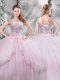 Cap Sleeves Brush Train Side Zipper Beading and Appliques Quinceanera Dresses