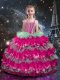 Multi-color Ball Gowns Straps Sleeveless Organza Floor Length Lace Up Beading and Ruffled Layers Little Girl Pageant Dress