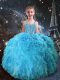 Nice Sleeveless Beading and Ruffles Lace Up Child Pageant Dress