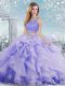 Cheap Lavender Sweet 16 Dress Military Ball and Sweet 16 and Quinceanera with Beading and Ruffles Scoop Sleeveless Clasp Handle