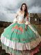 Fabulous Brush Train Ball Gowns 15th Birthday Dress Multi-color Off The Shoulder Taffeta Sleeveless Lace Up