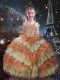 Ball Gowns Kids Formal Wear Orange Red Straps Organza Sleeveless Floor Length Lace Up