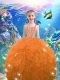 Eye-catching Sleeveless Organza Floor Length Lace Up Little Girls Pageant Gowns in Orange Red with Beading and Ruffles