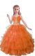 Orange Red Ball Gowns V-neck Sleeveless Organza Floor Length Zipper Beading and Ruffled Layers Little Girls Pageant Dress Wholesale