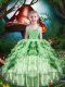 Apple Green Sleeveless Beading and Ruffles and Ruffled Layers Floor Length Little Girls Pageant Gowns