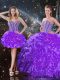 Sumptuous Floor Length Ball Gowns Sleeveless Eggplant Purple Sweet 16 Dress Lace Up