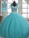 Sweet Tulle Sleeveless Floor Length Quince Ball Gowns and Beading and Sequins