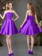 Strapless Sleeveless Lace Up Court Dresses for Sweet 16 Eggplant Purple Satin