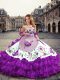 Sophisticated Sleeveless Floor Length Embroidery and Ruffled Layers Lace Up Quinceanera Dress with Eggplant Purple