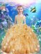 Lovely Floor Length Ball Gowns Sleeveless Champagne Pageant Gowns For Girls Lace Up