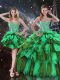 Organza Sleeveless Floor Length 15 Quinceanera Dress and Ruffles and Ruffled Layers