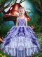 High Class Straps Sleeveless Lace Up Child Pageant Dress Purple Organza