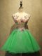 Best Green A-line Embroidery Prom Dress Lace Up Organza Sleeveless Mini Length