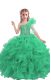Amazing Apple Green Organza Lace Up Little Girls Pageant Dress Sleeveless Floor Length Beading and Ruffles
