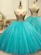 Sleeveless Appliques and Sequins Lace Up Quince Ball Gowns