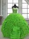 Green Organza Lace Up Sweetheart Sleeveless Floor Length Sweet 16 Dress Beading and Ruffles