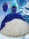 Designer Blue And White Sleeveless Taffeta Brush Train Lace Up Sweet 16 Quinceanera Dress for Military Ball and Sweet 16 and Quinceanera