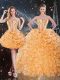 Fashion Orange Sweetheart Lace Up Beading and Ruffles Quinceanera Dresses Sleeveless