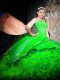 Custom Design With Train Ball Gowns Sleeveless Green Sweet 16 Quinceanera Dress Brush Train Lace Up