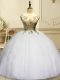 Sweet Floor Length White Vestidos de Quinceanera Scoop Sleeveless Lace Up
