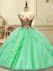 Tulle Scoop Sleeveless Lace Up Appliques Sweet 16 Dress in Green