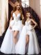 V-neck Sleeveless Lace Up Prom Party Dress White Tulle